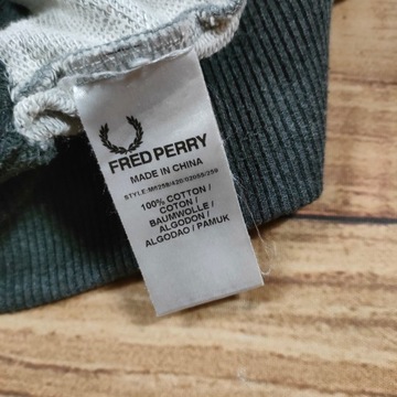 FRED PERRY Sweter z Kołnierzem Męski Szary Logowany r. M/L