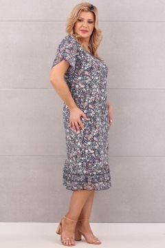 Вечернее платье с рюшами, больших размеров, польский производитель, воздушное миди.