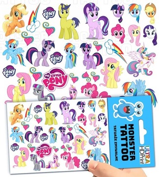 TATUAŻE ZMYWALNE TYMCZASOWE DLA DZIECI MY LITTLE PONY WZORY ORYGINALNE