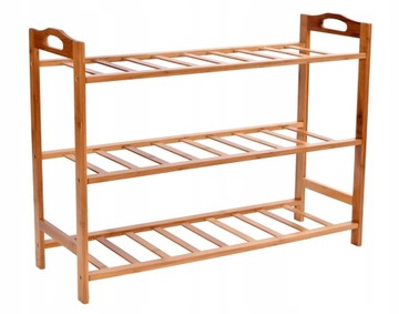 SZAFKA PÓŁKA NA BUTY REGAŁ BAMBUSOWY 3 PÓŁKI ORGANIZER DREWNIANY