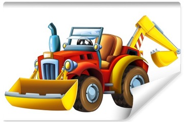 Fototapeta dla Dzieci Traktor Koparka 3D 270x180
