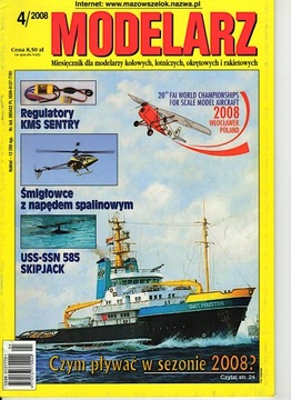 Modelarz 4/2008 Tirpitz, okręt podwodny Skipjack, szybowiec wyczynowy CW-IV