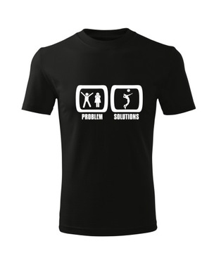 Koszulka T-shirt męska D588 PROBLEM ROZWIĄZANIE SIATKÓWKA czarna rozm L