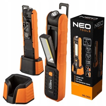 СВЕТИЛЬНИК NEO ДЛЯ МАСТЕРСКОЙ 500 лм COB аккумулятор + цоколь + зарядное устройство