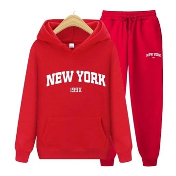 Zestaw komplet dresowy męski DŁUGIE SPODNIE BLUZA Z KAPTUREM NEW YORK L