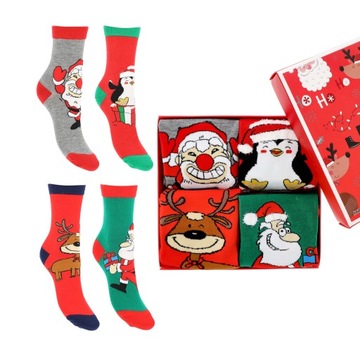 DAMSKIE SKARPETY ŚWIĄTECZNE NA PREZENT 4 PARY