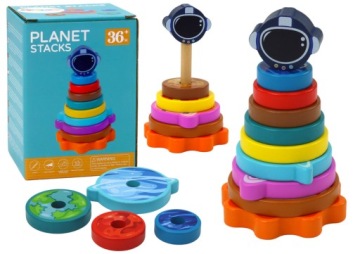 LEAN TOYS Піраміда Сортер Дерев'яний Головоломка Планети Космос 10 9 10 13