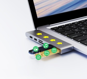 Концентратор USB-C Macbook 7in1 HDMI-адаптер 4K USB 3.0 для Macbook Pro Air M1 M2 M3