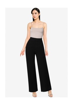 MISSGUIDED PETITE CZARNE PRĄŻKOWANE SPODNIE 34/36