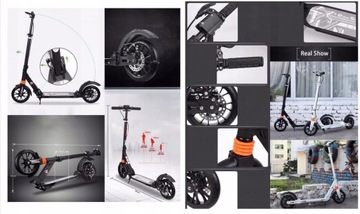 СКУТЕР БОЛЬШИЕ КОЛЕСА ДЛЯ ВЗРОСЛЫХ 20 СМ ДИСКОВЫЕ ТОРМОЗНЫЕ АМОРТИЗАТОРЫ