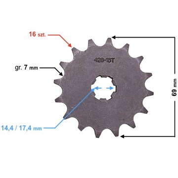 ZĘBATKA NAPĘDOWA ZDAWCZA przód przednia 16z 428
