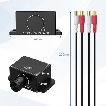 REGULATOR GŁOŚNOŚCI PILOT POTENCJOMETR REGULACJA SUBWOOFERA BASU 2xRCA