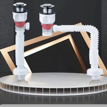 Гибкий сифон и пробка для умывальника с сетчатым фильтром
