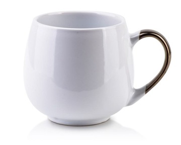 Kubek porcelanowy biały 390 ml złoty pasek