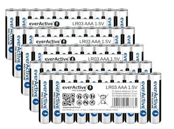 ZESTAW Baterie everActive Pro Alkaline AAA x 50szt