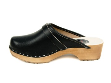Классические женские сабо, натуральная кожа, ЧЕРНЫЕ