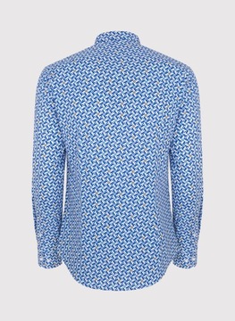Niebieska koszula męska w mikrowzór Slim Fit bawełna PAKO LORENTE roz. L