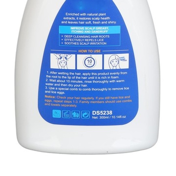 Szampon odstraszający wszy 300 ml Oczyszczanie skóry głowy Przeciw 3Y