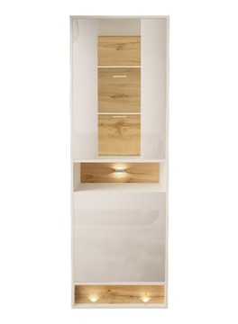 Witryna VISIONARY 60 cm biały połysk dąb wotan LED