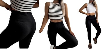 LEGGINSY PRĄŻKOWANE SPODNIE PRĄŻEK GETRY 4XL/5XL