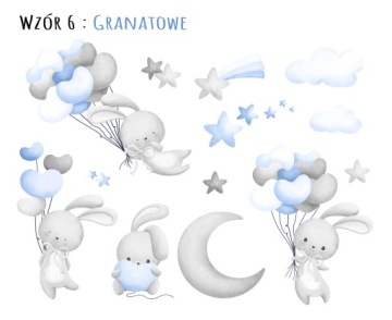 ЗАЙЧИКИ ШАРЫ Наклейки на стену 75х42 см SDB13XS