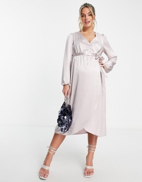 Luxe Maternity satynowa midi sukienka XL