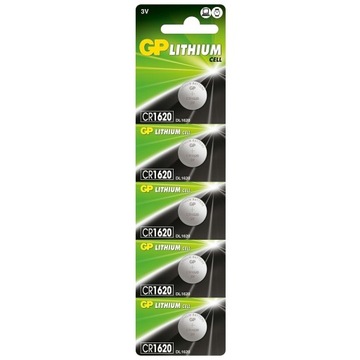 5x GP BATERIA GUZIKOWA PASTYLKOWA LITOWA CR1620 3V
