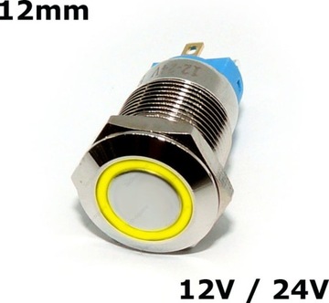 Przycisk Bistabilny Wandaloodporny 12V 24V 12mm Ź