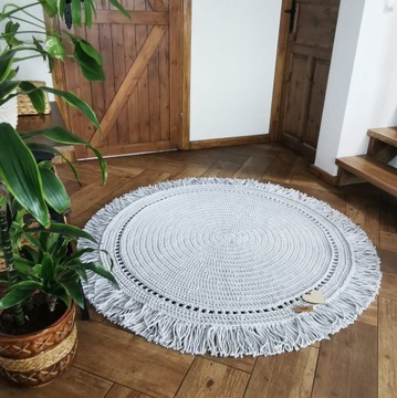 БОХО ковер из хлопковой нити РУЧНОЙ РАБОТЫ, 130 см.