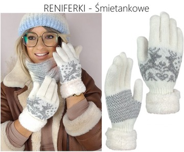 ТЁПЛЫЕ ЗИМНИЕ ПЕРЧАТКИ, ПЛОТНАЯ ШЕРСТЬ, СНЕЖИНКА