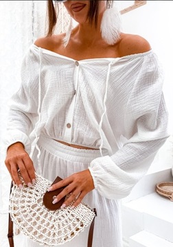 ЖЕНСКИЙ ЛЕТНИЙ МУСЛИНОВЫЙ КОМПЛЕКТ, БЛУЗКА И ЮБКА PL PROD PREMIUM ЦВЕТА