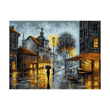 Zestaw do haftu krzyżykowego ulica nocą (8035) 30x40cm Ariadna, wyszywanka