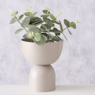 ЦВЕТОЧНЫЙ ГОРШОК, МЕТАЛЛИЧЕСКАЯ КРЫШКА, БЕЖЕВЫЙ, КРУГЛЫЙ ЦВЕТОЧНЫЙ ГОРШОК