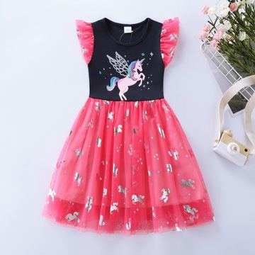 Moda dziecięca Sukienki bez rękawów Rybie jednorożec Prints cute B468-19