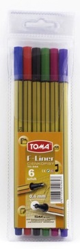 Cienkopis F-LINER kreślarski Toma 6 szt. 0,4 mm