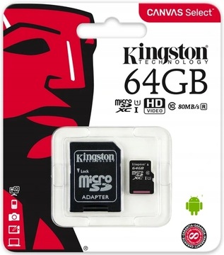 KINGSTON micro SD XC 64 ГБ UHS-I SDCS2 CANVAS PLUS