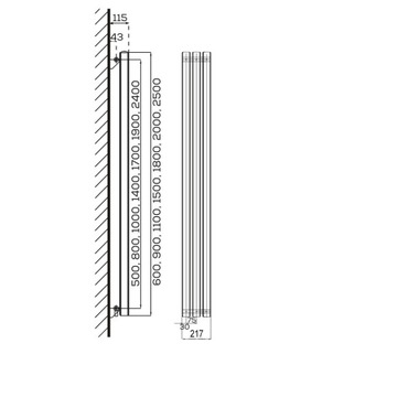 БЕЛЫЙ комнатный радиатор 900х210, ВУЛКАН