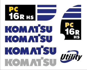 NAKLEJKI NALEPKI - KOMATSU PC16R HS + piktogramy