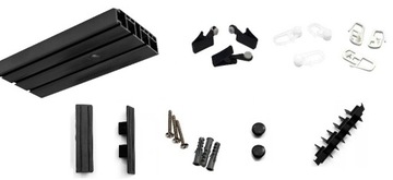 Двойной потолочный карниз из ПВХ черного цвета, потолочный рельс на заказ, английские булавки