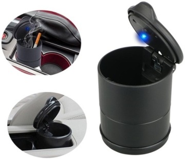 POPIELNICZKA SAMOCHODOWA DO AUTA DIODA LED KOSZ NA ŚMIECI W MIEJSCE KUBKA