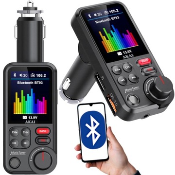 TRANSMITER SAMOCHODOWY RADIO FM QC 3.0 KARTA SD BLUETOOTH AKAI FMT-93BT