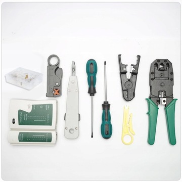 КАБЕЛЬНЫЙ ТЕСТЕР ТЕСТЕР ДАВЛЕНИЯ СЪЕМНИК Щипцы RJ45 РАЗЪЕМ LAN 3 + КОРПУС