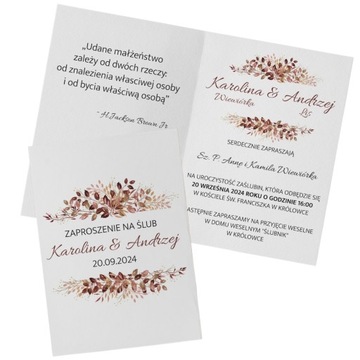 ZAPROSZENIA NA WESELE ŚLUB PERSONALIZACJA ŚLUBNE WESELNE ZAWIADOMIENIE