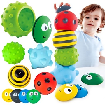 Набор сенсорных шариков для малыша, пазл.