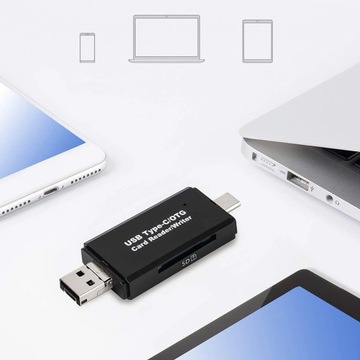 Устройство чтения карт памяти SD, microSD, USB micro, тип C