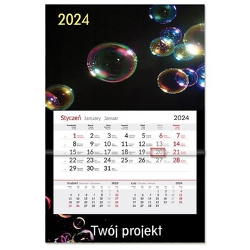 2024 Kalendarz reklamowy jednodzielny główka płaska 80szt - Projekt Gratis