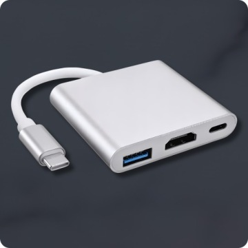 Переходник HUB USB-C на HDMI USB 3.0 3-в-1 OTG конвертер для телефона