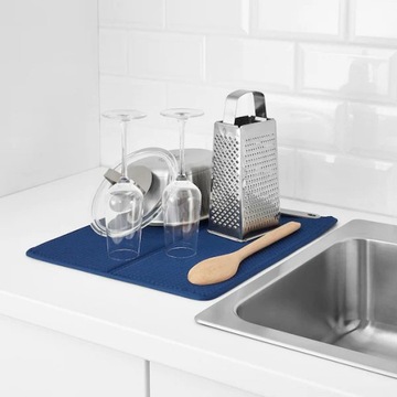IKEA NYSKOLJD Коврик для посуды синий 44x36