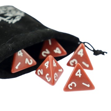 ZESTAW 25 KOSTEK K4 RPG BRĄZOWA KOŚĆ CZTEROŚCIENNA