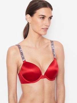 Biustonosz Victoria's Secret push-up czerwony z cyrkoniami 75B (34B)